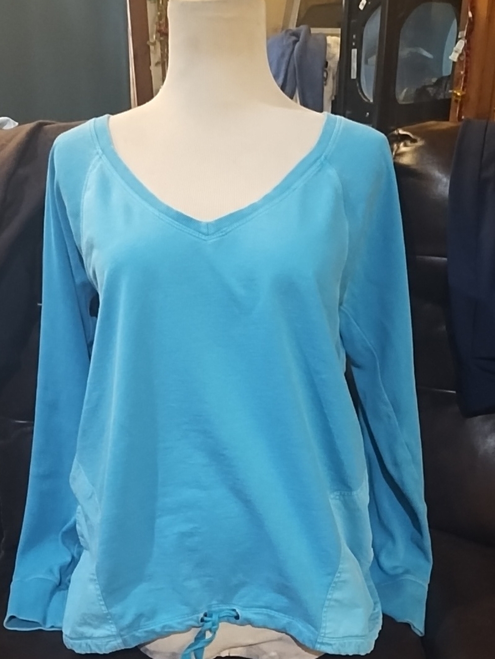 Calvin Klein Casual V-Neck Long Sleeve Top - Blue